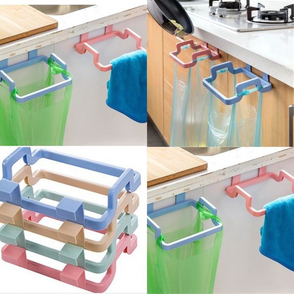 

simple garbage bag plastic pure color hanging rag holder household shelf fit bathroom kitchen supplies 0 95oh e1