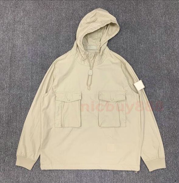 

2021 горячая кусок smock / anorak хлопок нейлон tela пуловерная куртка мужчины женщины дизайнерские пальто мода верхняя одежда ткань, Black;brown