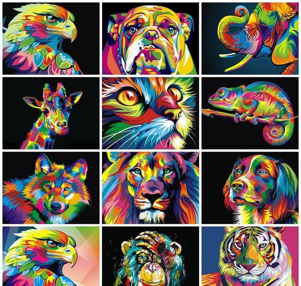 

50x40cm pictures by hand coloring numbers painting paint diy oil animals paints gift decoration painted wall wmtsy xhhair
