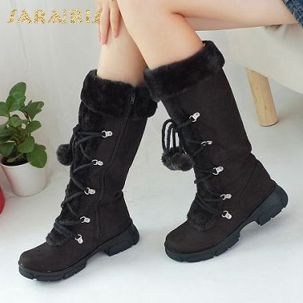 

sarairis 2020 big size 43 comfortable winter plush fur cold-proof shoes woman keep warm outdoor snow boots female, Black