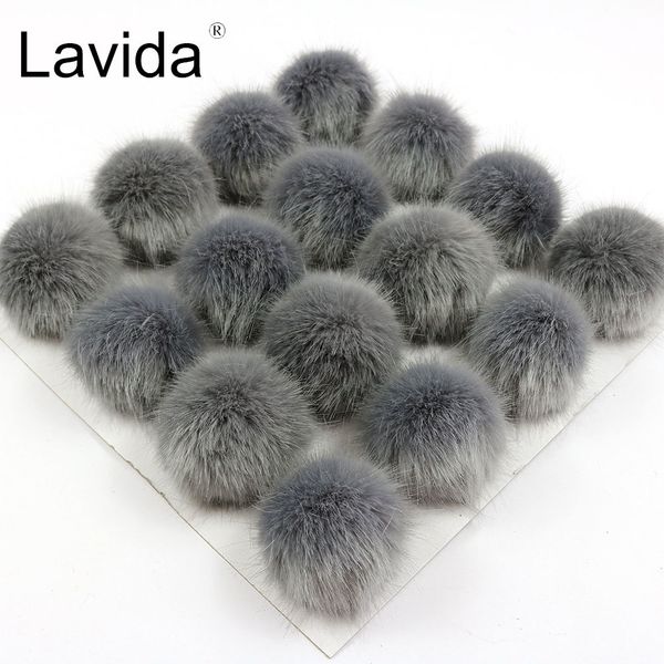 

lavida 4pcs f49 7cm faux mink fur ball pompoms with loops/jewelry making/diy hats caps shoes keychain accessories/findings, Silver