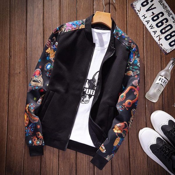 

japanese men's jacket printed leisure jacket korean version loose spring man young long sleeve ourwear mc3261, Black;brown