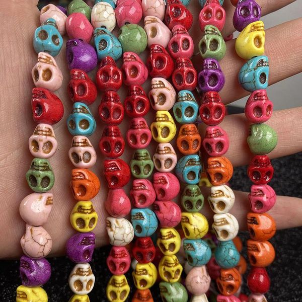 

skull shaped natural stone beads mixing turquoises bracelet necklace jewelry for diy jewelry birthday gift size 6x8mm 8x10mm sqcqsz hat7890, Bronze;silver