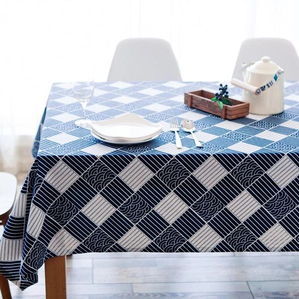 

table cloth rectangular cotton and linen gird geometry printed waterproof tablecolth cover mat for home kitchen dining