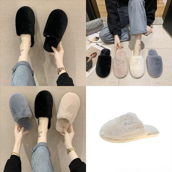 

eybe2 women winter slippers slippers plush non slip ladies house slippers women foam home plush slipper minion shoes woman cotton warm, Black