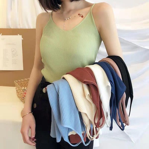 

spaghetti strap vest women halter v-neck basic sleeveless clothes tank women's summer camisole slim waistcoat female1, Black;white