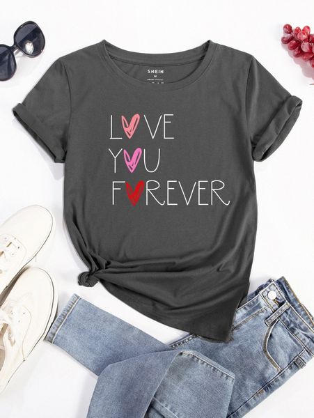 

slogan & heart print tee i2fo#, White