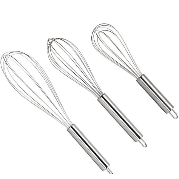 

8" 10" 12" stainless steel egg beater hand whisk mixer balloon wire whisk for blending whisking beating stirring k jllwho laj