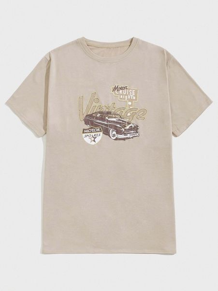 

romwe guys letter car graphic tee l8s0#, White;black
