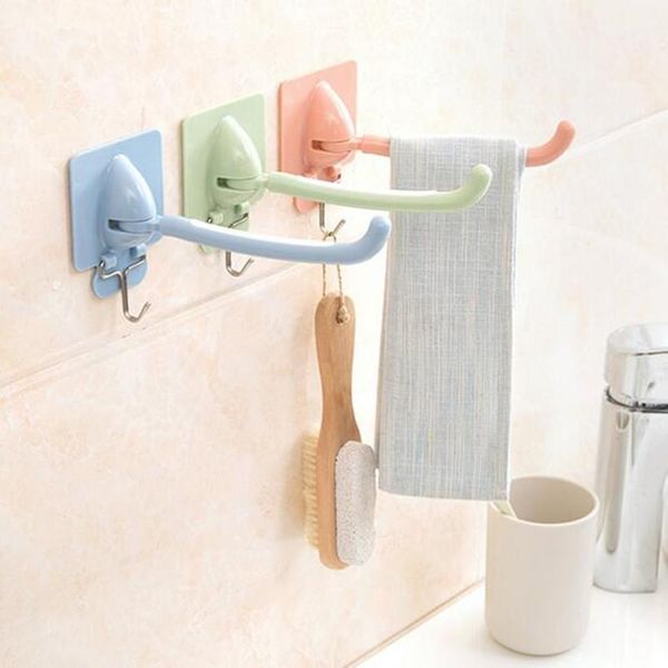 

hooks & rails 2pcs rotatable adhesive wall-mounted hanger housing organizations hook for key bathroom towel and paper holder1