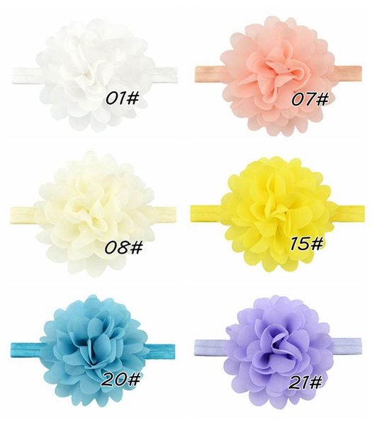 

12 chiffon flower color girls headband elastic hairband flowers headband kids hair accessories 584 tikw, Slivery;white