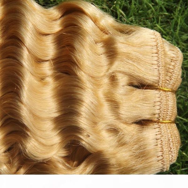 

blonde color brazilian deep wave hair weave bundles 100% human hair extensions 10''-30'' inches double weft hair weaving, Black