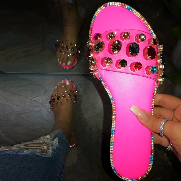 

slippers summer women flip-flops open toe rhinestone casual beach shoes flats sandalias zapatos de mujer #s, Black