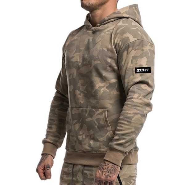 

2019 new men camouflage hoodies gyms fitness bodybuilding sweatshirt pullover sportswear male autumn hooded jacket clothing, Black