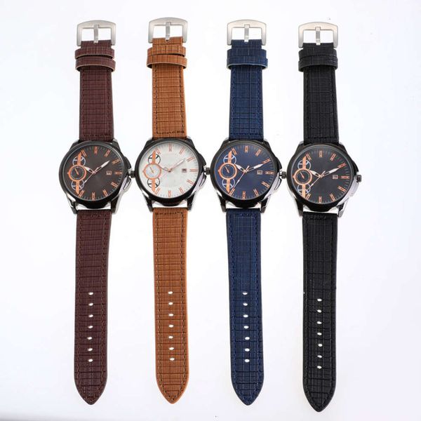 

men's belt monocular single business calendar luminous watch fashion leisure belt watch waterproof quartz watch, Slivery;brown