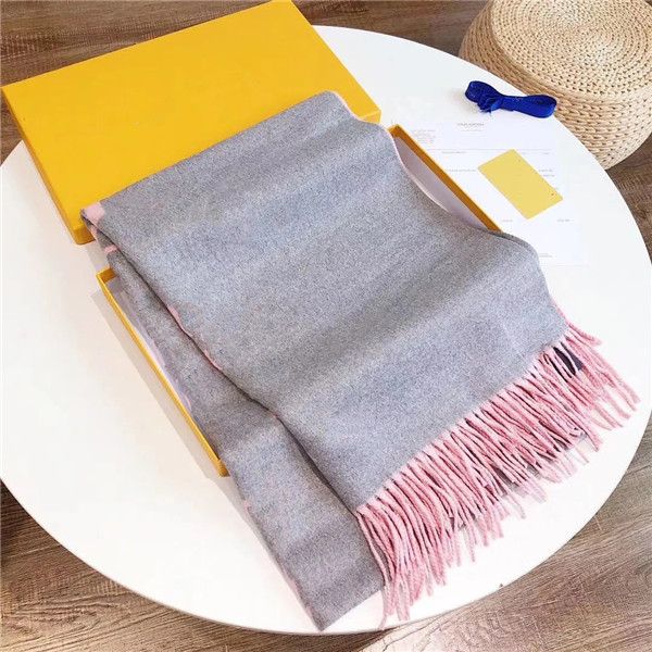 

with box gift bag receipt tag scarfs for women winter mens scarf luxe pashmina warm fashion imitate wool cashmere scarves 20ss, Blue;gray