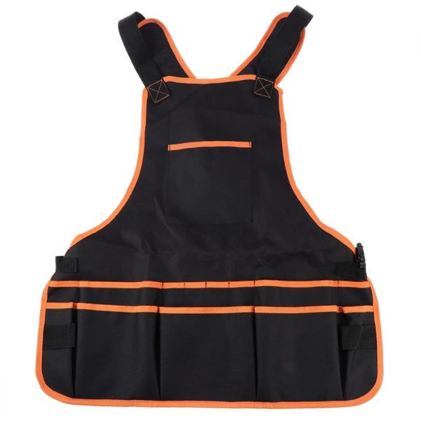 

aprons men garden tool apron oxford waterproof with multi-pockets for workers cleaner (black and red)