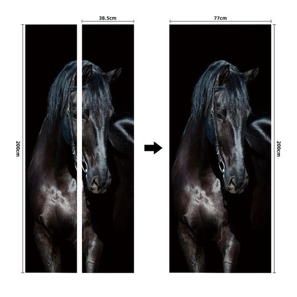 

pvc mural paper print art 3d steed door stickers home decor picture self adhesive waterproof wallpaper for bedroom