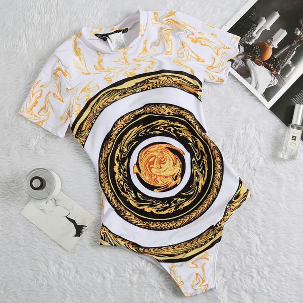 

short sleeve sunscreen one piece swimsuit fashion trendy conservative bikini