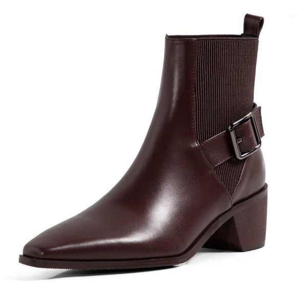 

boots fashion square toe handmade ankle shoes for women 2021 autumn winter shallow high heels pumps party office lady woma1, Black