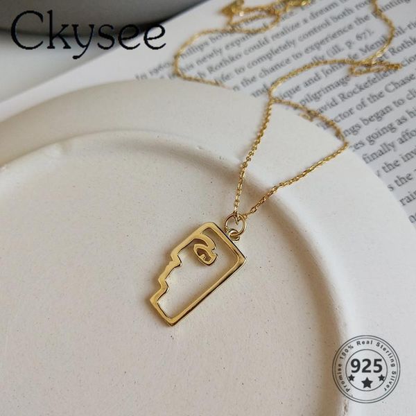 

chains ckysee design 925 sterling silver necklace gold character pendant for fashion women girlfriend jewelry daily