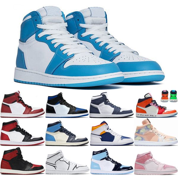 

chicago 1s ing jumpman mens women basketball shoes black toe obsidian midnight navy pink digital shoes mens sport train