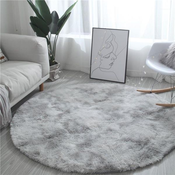 

fluffy round grey carpet tie dyeing carpets for living room faux fur area rug kids long plush bedroom water absorption mats1