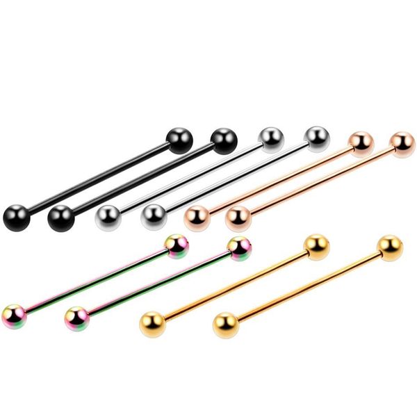 

10pcs/lot surgical steel ear cartilage piercing industrial barbell earring piercing orelha bar barbell earrings body jewelry 14g q jllpsw, Silver