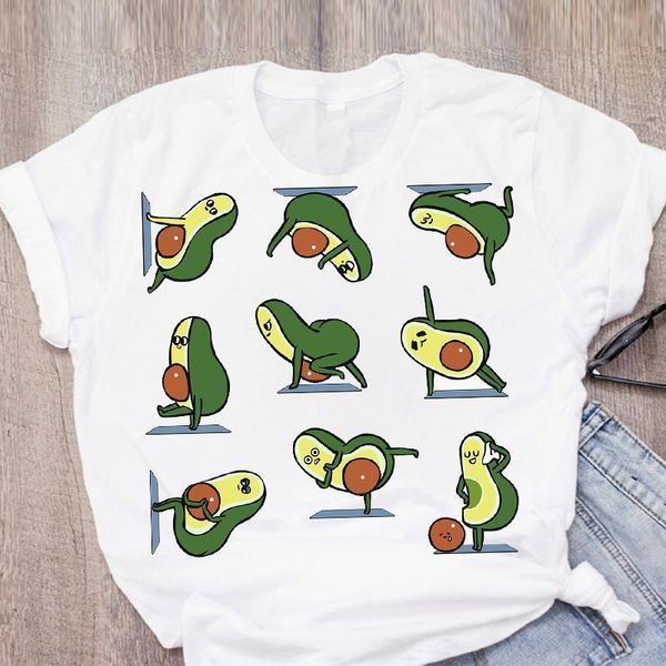 

женщины avocado дамы мода 90-х мультфильм с коротким рукавом летние леди топы футболки рубашка женская одежда tees женская футболка, White