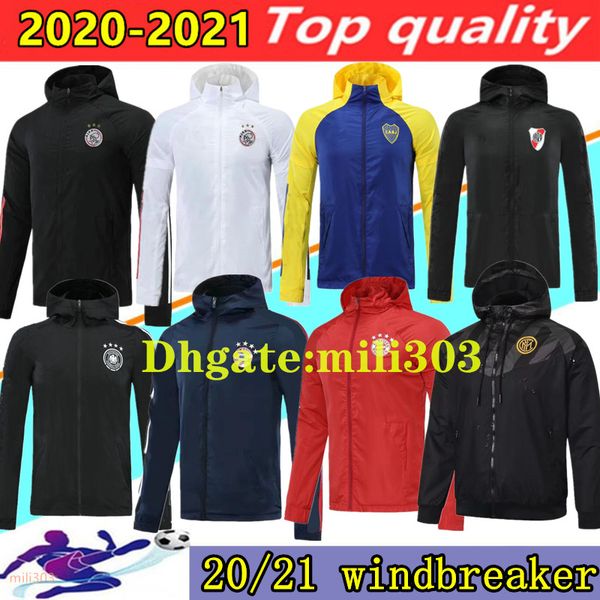 

20 21 boca juniors wind coat jacket hooded windbreaker 2020 2021 ajax bayern ca river plate flamengo sao paulo football jackets coat sweater, Black