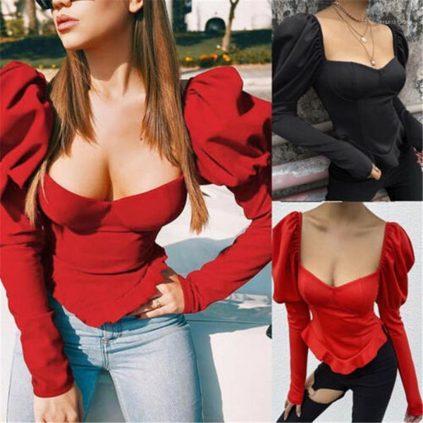 

new 2020 lolita style women sheer ruffle black blouse ladies casual long puff sleeve short blouse female roupa mujer1, White