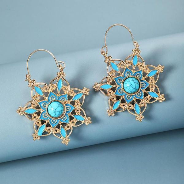 

2020 новая мода gilrs урожай bohemian ажурные круглый цветочные корзины металла дамы серьги подарков ювелирные изделия brincos bijoux, Golden;silver