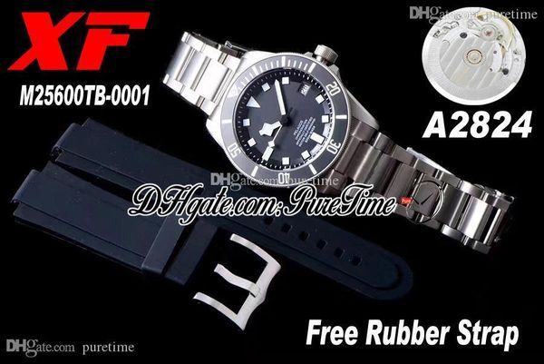 

xf eta a2824 automatic mens watch black ceramic bezel black dial titanium case bracelet edition pttd new puretime rubber strap g5a, Slivery;brown