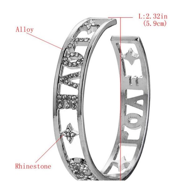 

women letters love crazy bangle retro rhinestone open bracelet gift for love girlfriend fashion design sqcgpp new_dhbest, Black