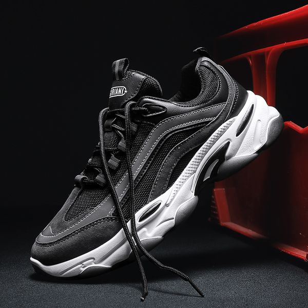 

2020 autumn new sports running men's fashion versatile board mesh surface winter ins dad casual shoes, Black
