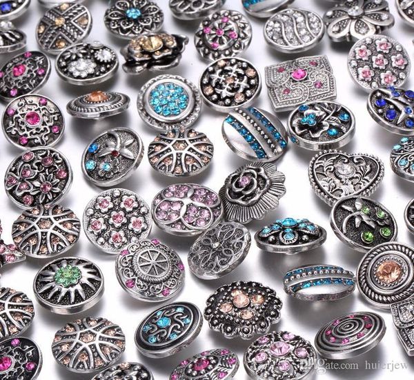 

button jewelry 18mm metal rhinestone buttons fit snap bracelet bangles necklaces