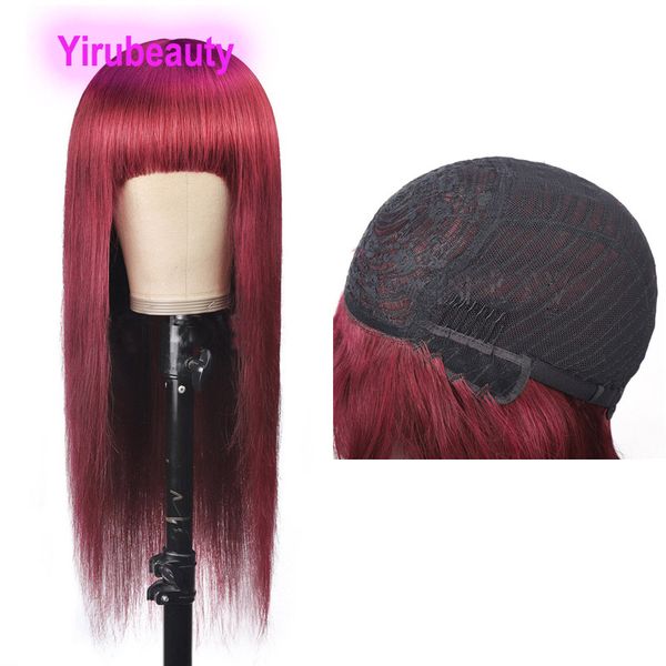 

silky straight 99j full-mechanism wigs malaysian virgin hair capless hair products 10-32inch burgundy 99j color long inch 32inch, Black;brown