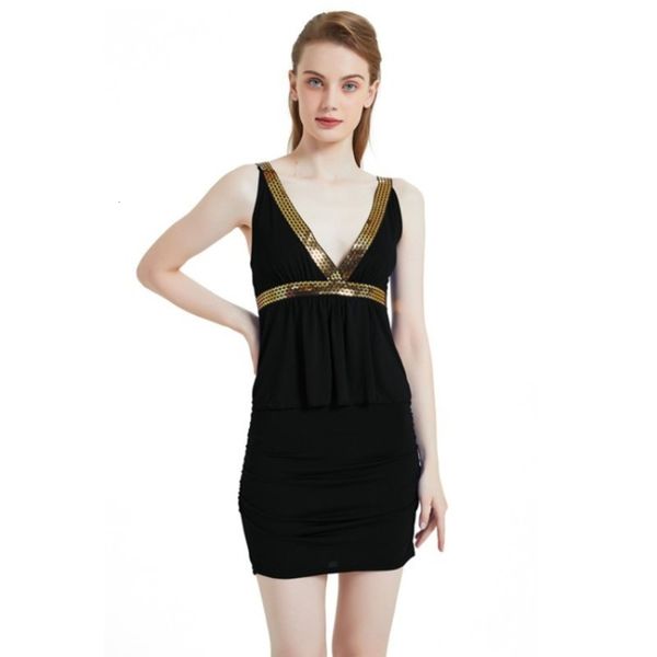 

v wind deep commuter ol low cut waist dress sleeveless elastic hip skirt children, Black;gray