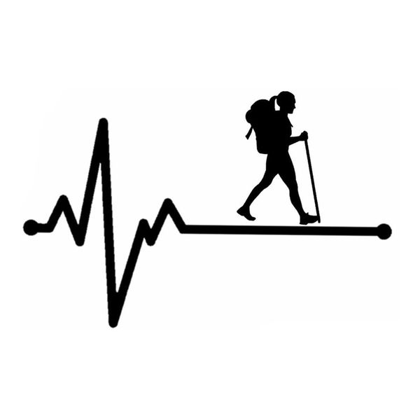 

15.5 см * 10 см hiking girl lifeline сердцебиение виниловые черные / серебряные автомобильные наклейки c22-1140