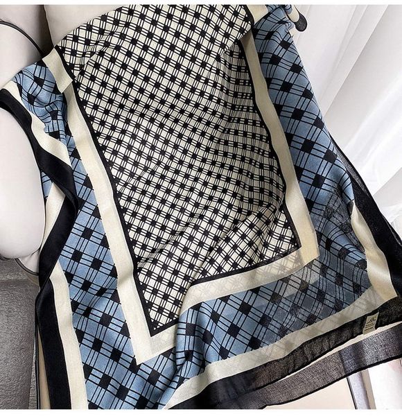 

2020 rs women pure silk scarf soft lamé scarf luxury long classic, Blue;gray