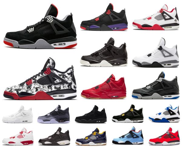

mens 4 4s jumpman basketball shoes bred wings encore fire red singles stealth oreo white cement men designer sneakers size u