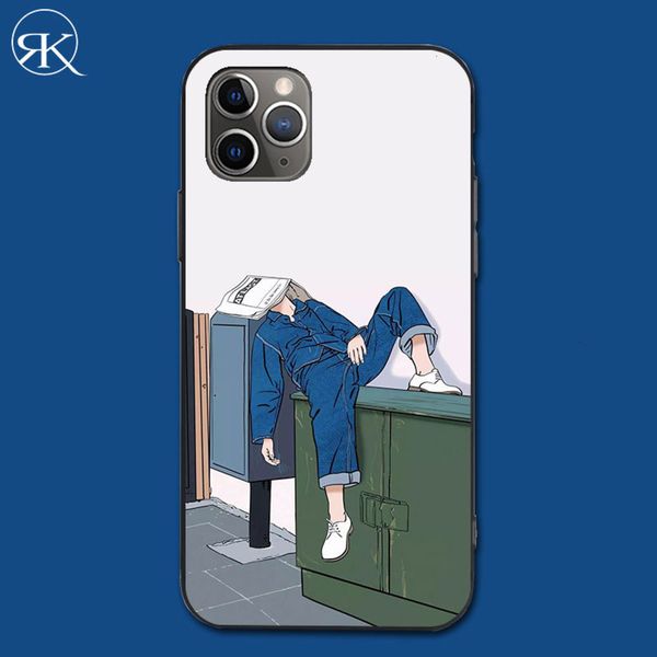 

12mini pro rkq 11 lazy teenager promax mobile phone case creative xr xs trend new se2 japan and korea x silicone soft shell ip6 / 6s