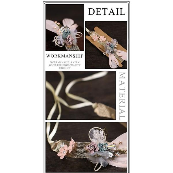 

haimeikang flower rhinestone wreath headband feather bridal hair accessories floral hair band wedding dress headwear qylrrr