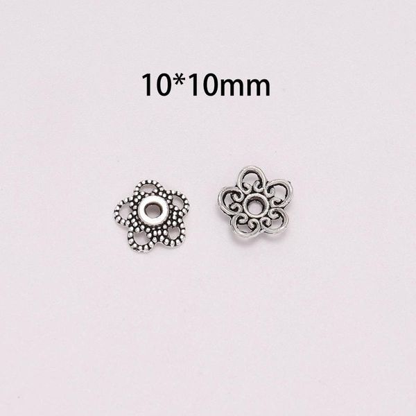 

50pcs/lot 10mm 5 petals hollowed flower loose sparer end bead caps for jewelry making finding diy bracelet accessories component wmtcrm