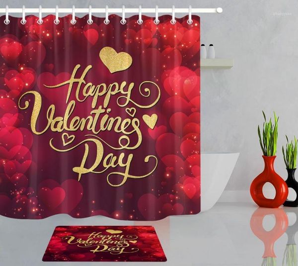 

happy valentine's day shower curtain dreamy bokeh red love heart waterproof polyester fabric bathroom curtains home decoration1
