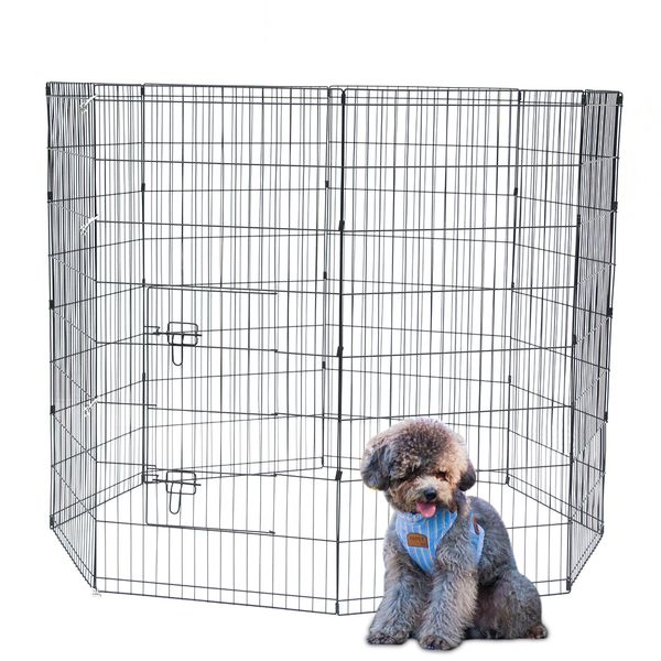 

48 inch exercise yard for pet portable folding playpen doggie cats fence cage with metal wire 8 panels and door ship from usa