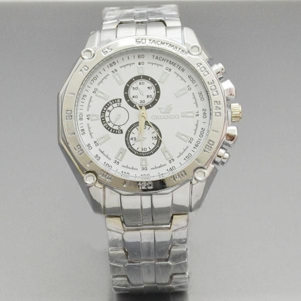 

orlando men sports watches stainless steel quartz wristwatches blue dial big men watches mannen horloge reloj hombre wmtpqe, Silver