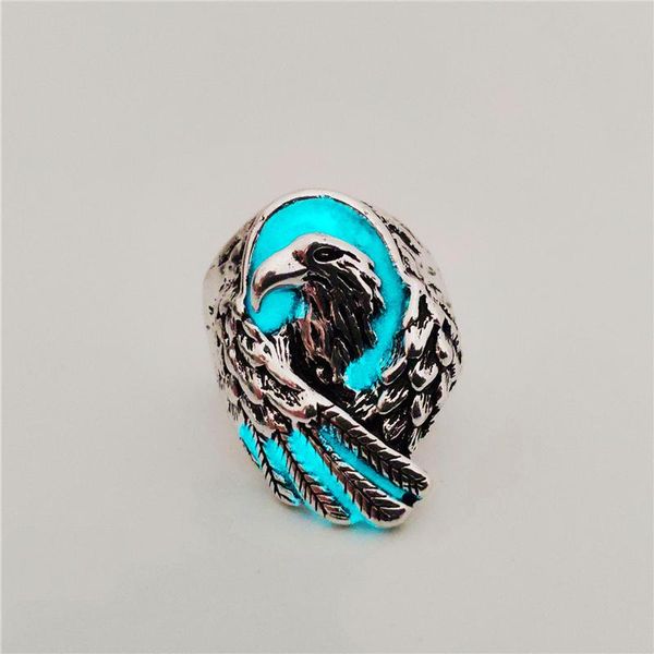

2020 творческий сплав регулируемое glow in the dark ring мужчины шарм череп luminous кольцо vintage punk ювелирные изделия хэллоуин подарки, Bronze;silver