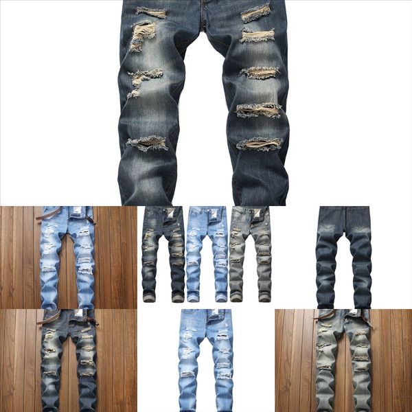 

vbfvk mens casual hole skinny black pants baggy jeans fashion man men hole jeans ripped jeans men ripped beggar slim fit denim knee with