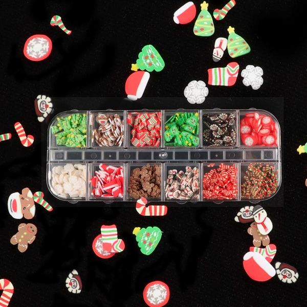 

nail art decorations christmas decoration 3d snowman santa gifts slices polymer clay decal acrylic tips sequins fake nails accessories, Silver;gold